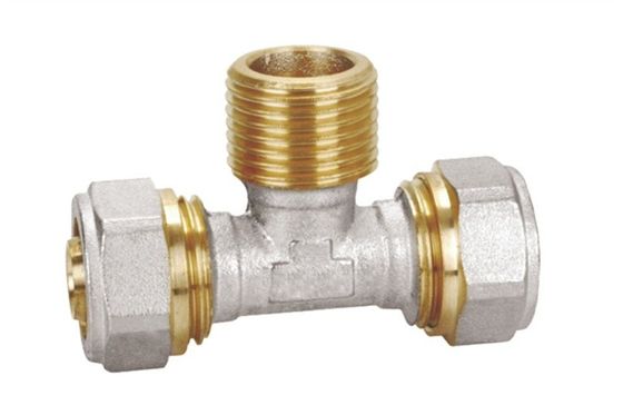 PF5007 Brass Pex -al-pex Homem Pressão do Tee Max 25 bar roscado ISO228/1 16X1/2