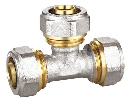 PF5006 Conexões para tubos em T iguais, conexões de latão Pex Al Pex ISO228/1 com rosca