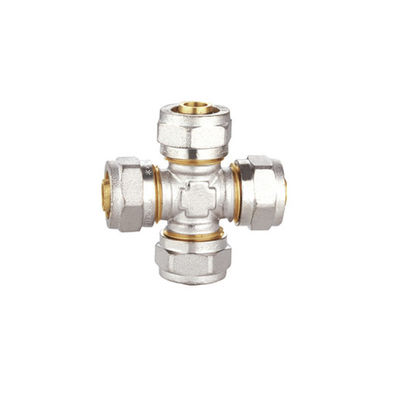 Conexões de compressão de latão Pex Al Pex de diâmetro igual de quatro vias PF5010